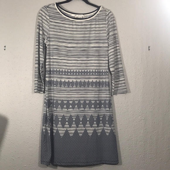 Max Studio NWT 3/4 Sleeve Navy Stripe Dress - Picture 1 of 11